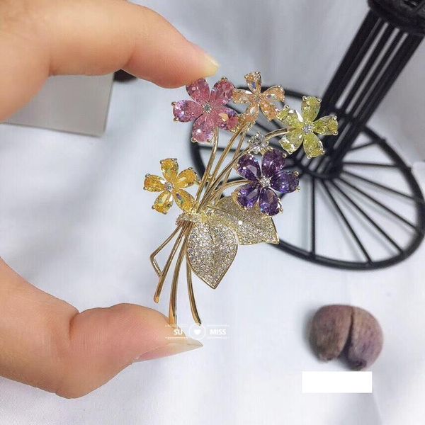 

цвет золото покрыл цветок брошь для женщин свадебного rhinestone изящной bijoux pins одежда ювелирных изделий аксессуаров, Gray