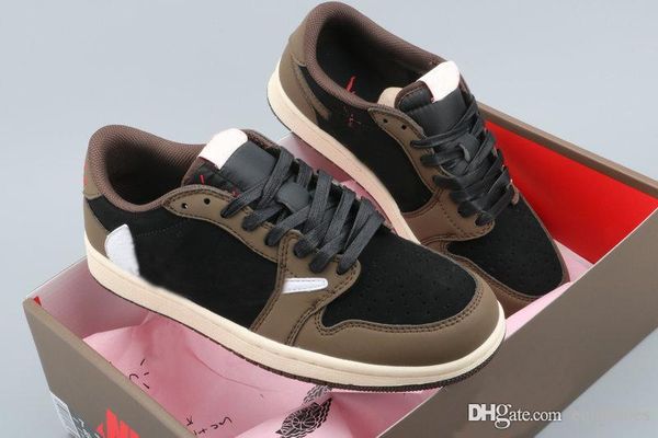 

1 high og travis scotts cactus jack dark mocha basketball shoes men 1s low travis scotts sports sneakers with box extra laces