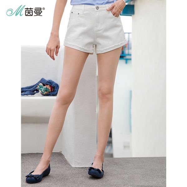 

inman 2019 summer new arrival white cotton jeans shorts pants women fashion pants, Blue