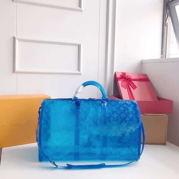 

Tran parent letter handbag blue travel luggage bag women tote handbag duffle bag ummer beach gym fa hion handbag ffa2165