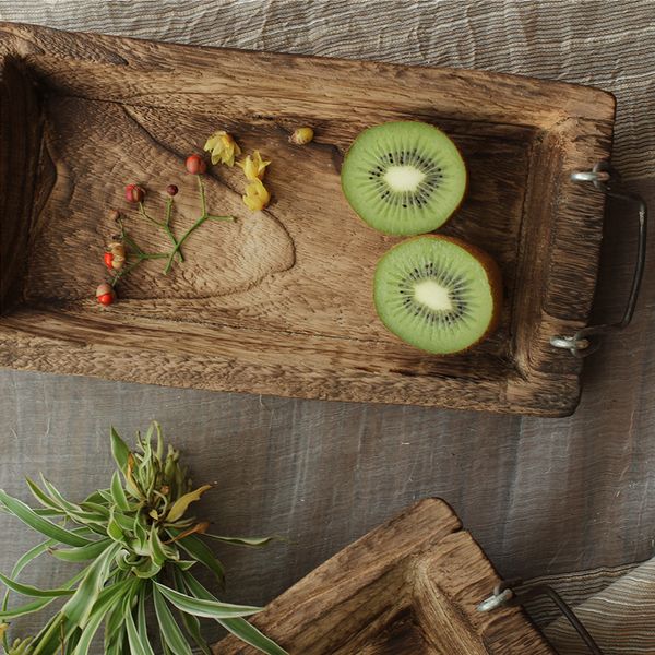 

log tray rectangular wooden tea solid wood l dinner coffee serving dessert bread snack fruit tray storage decorative