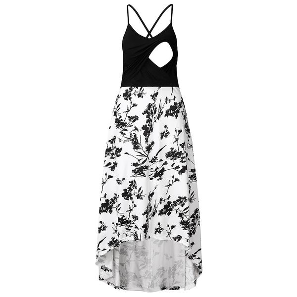 

maternity dresses nursing pregnant dress splicing sleeveless sling print floral breastfeeding clothes ropa embarazada vestidos, White