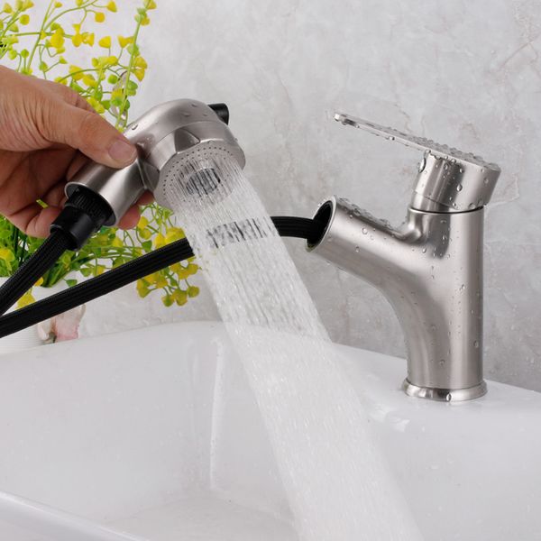 

pull out bathroom basin faucet sprayer shower head brushed surface