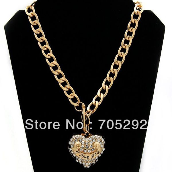 

heart shape i love вы подвеска с жирной коренастым ожерельем цепи надлоктевой, Silver