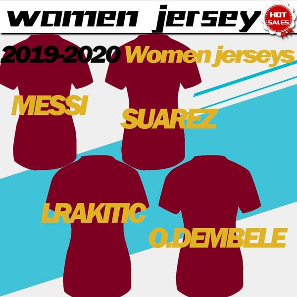 

2019 women jerseys #10 messi #17 griezmann home soccer jerseys 19/20 female away #9 suarez #4 rakitic football uniforms third on sale, Black;yellow
