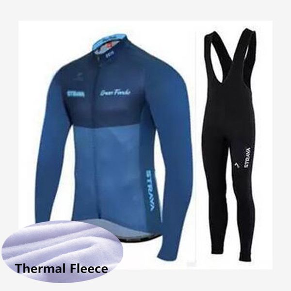 

2019 men cycling clothing winter thermal fleece cycling jersey set racing maillot bike bib long pants ropa ciclismo k022108, Black;blue