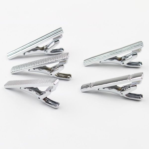 

men's neck 4cm tie pin clips clasp chrome stainless steel jewelry for wedding groom usher men's clothing accessories mgzuj, Black;gray