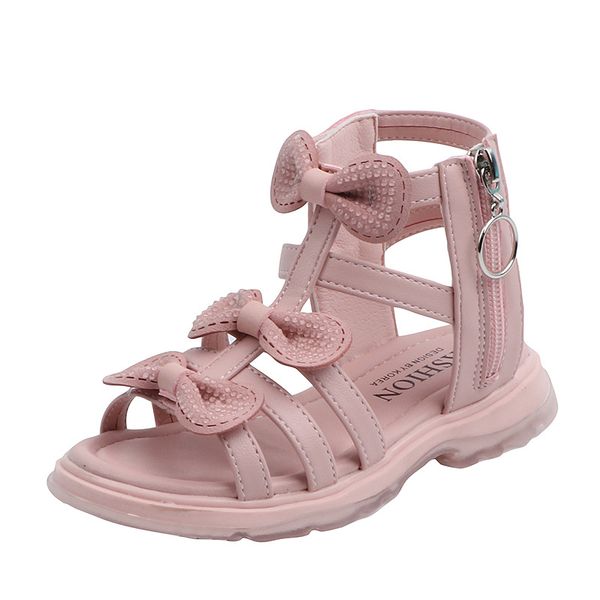 

medium big girls beach sandals butterfly-knot open-toe roman shoes children's soft flats summer kids princess high-gladiator, Black;red