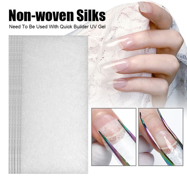 

false nails 5/10 pcs nail art non-woven silks fiberglass gel tips extension fiber sheet manicure jan88, Red;gold