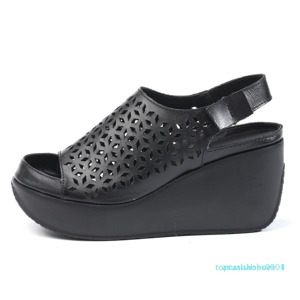 

2020 роскоши моды роскошь дизайнер женской обуви сандалии марочные натуральной кожи толстым дном сандалии высокие каблуки гладиатор вскользь, Black