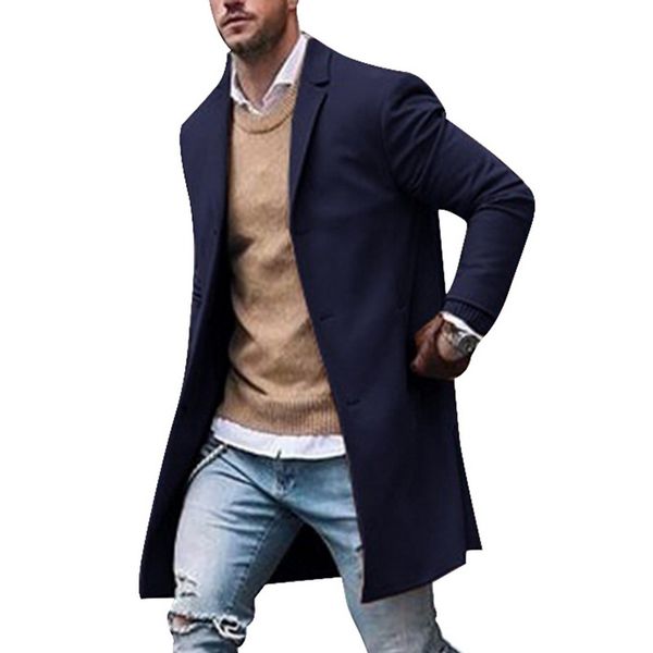 

Mens Wool Jackets Winter Mens Wool Coat Casual Slim Collar Coat Male Long Cotton Collar Trench