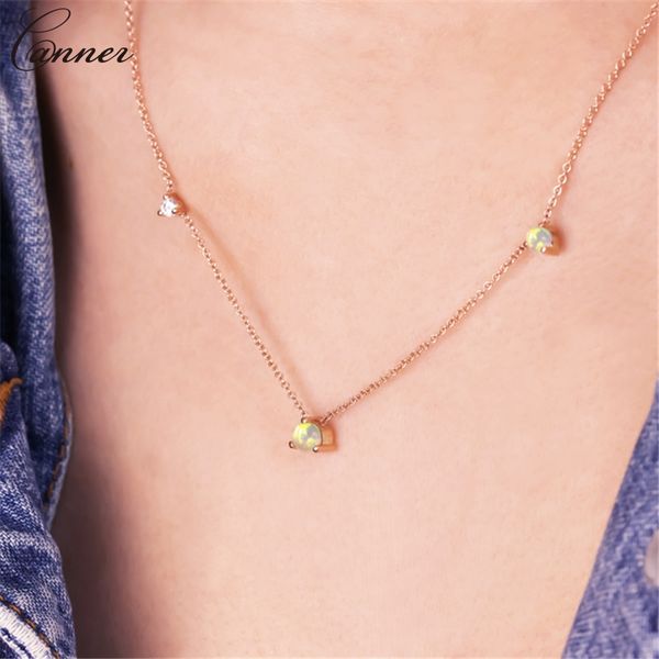 

fire opal necklace women girls cubic zirconia necklace rose gold silver chain choker necklaces jewelry birthday gift collier q25, Golden;silver