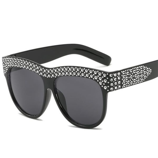 

fashion women personality fake diamond sunglasses sun glasses goggles anti-uv spectacles oversize frame eyeglasses sun glasses a, White;black