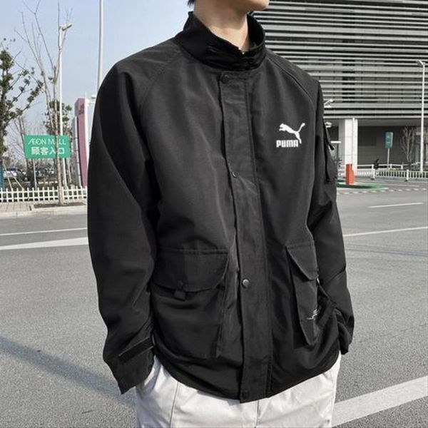 

puma pm хип-хоп с капюшоном лоскутная мужская куртка пальто мужские толстовки пальто мужчины черная пара уличная толстовка бомбер куртка 010, Black;brown