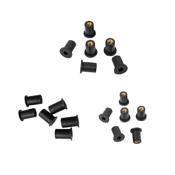 

18 piece rubber well nuts with m4 m5 m6 brass insert 4mm 5mm 6mm metric wellnuts motorcycle windscreen