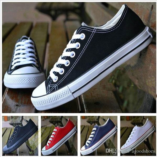 

drop shipping brand new 15 colors big size 35-45 high sports stars low classic canvas shoe sneakers men's women's casual s, Black