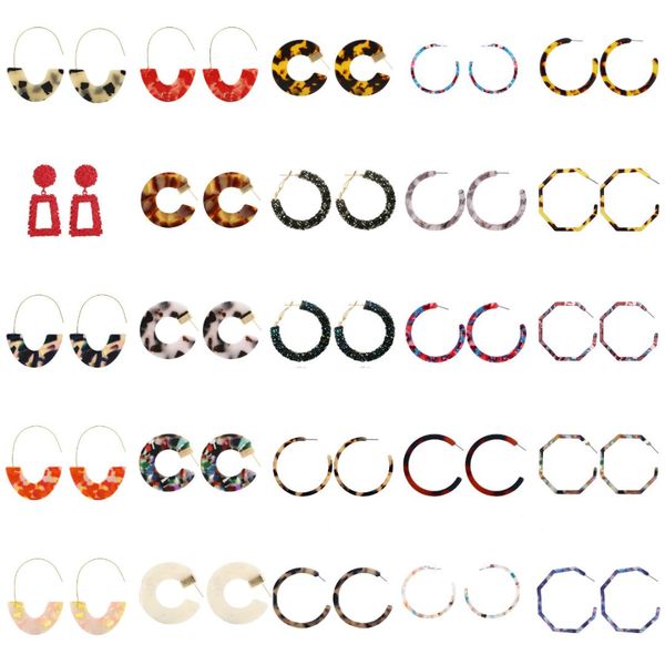 

1pair fashion trend acrylic resin oval dangle earrings for women geometry big circle tortoiseshell earrings brincos, Silver