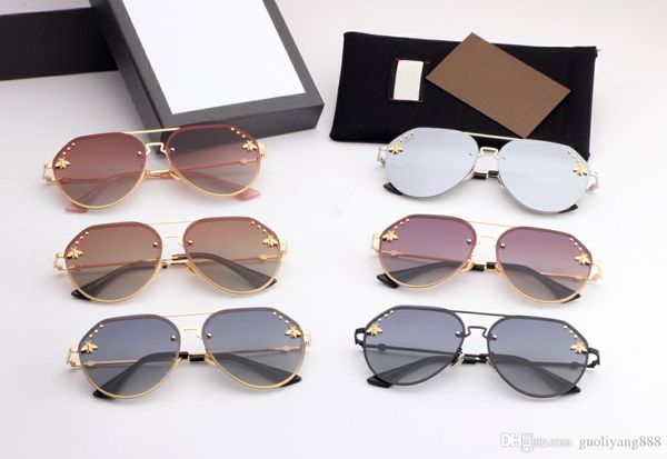 

2019 new brand glasses little bee glasses new round frame sunglasses, european and american internet celebrities driver driving sunglasses, White;black