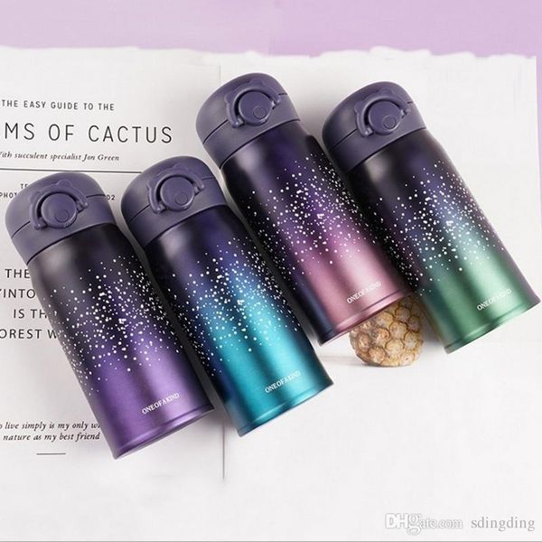 

thermos cup starry sky 304 stainless steel bouncing cover thick bottom mug student couple use portable bottle dh0087