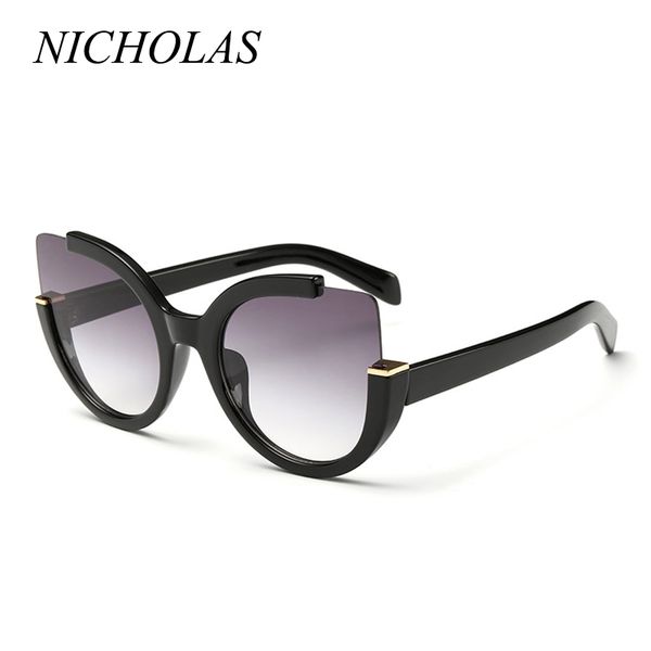 

nicholas cat eye semi-rimle sunglasses women vintage mirror sun glasses women eyewear feminino lunette soleil, White;black