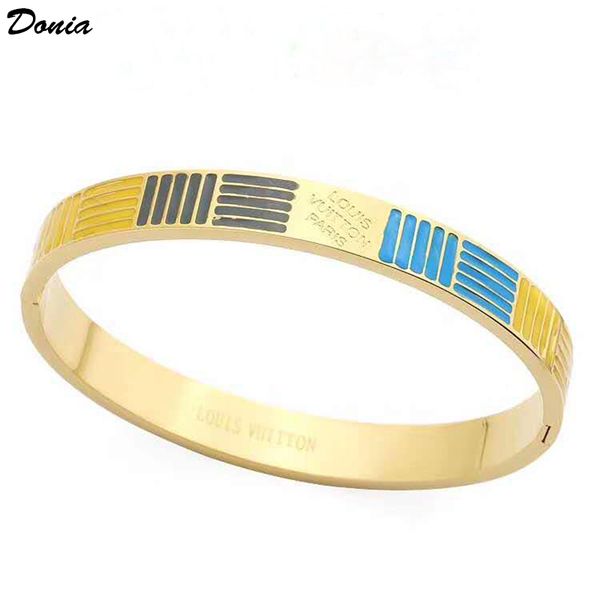

donia jewelry luxury european and american fashion exaggeration three color enamel titanium steel bracelet party birthday gift, Black