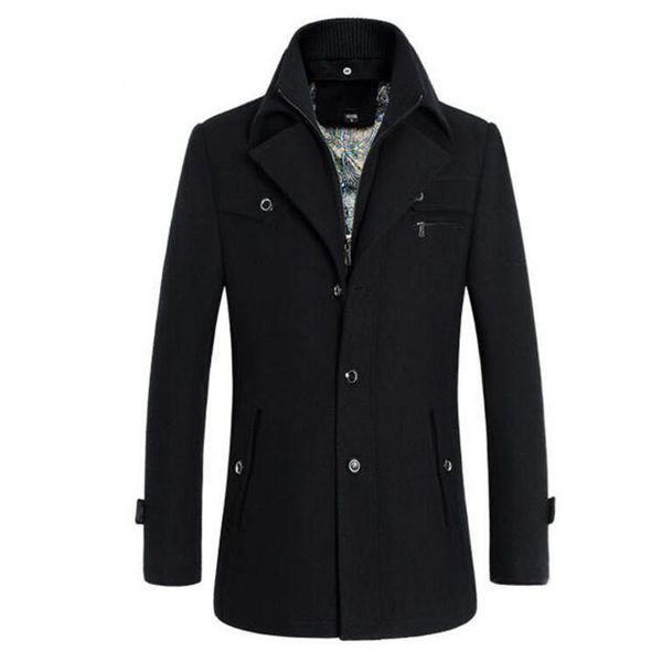 

mens designer winter coat fashion thick plus size outerwear mens casual slim zipper coats, Black