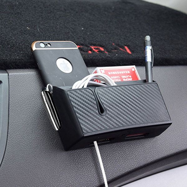 

car storage box phone holder soft pvc material car organizer bag card holders coin holder stowing tidying carbon fiber style