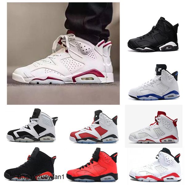 

6 men basketball shoes black cat unc sport blue oreo olympic maroon chrome sports shoes size us 7-13