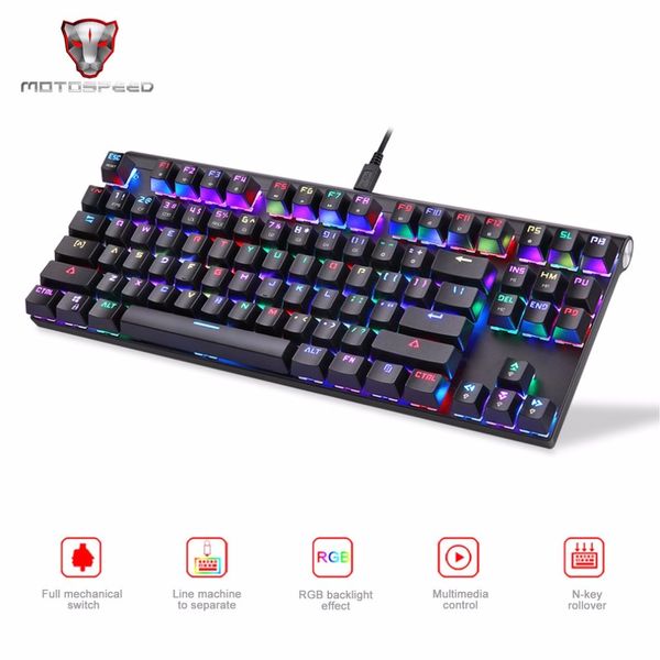 Freeshipping Motospeed CK101 Teclado Mecânico Com Fio 87 Teclas Do Jogo Teclado LED Backlight Anti-Fantasmas para PC Laptop Jogos