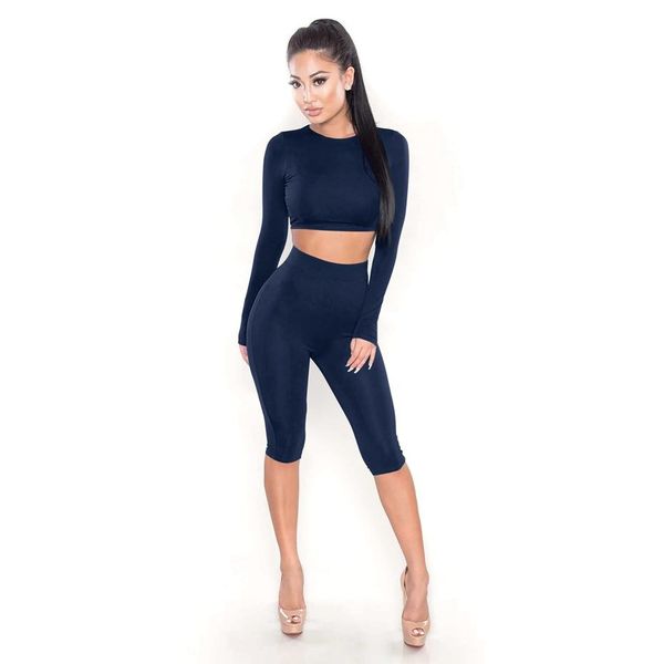 

2 piece set women long sleeve and shorts track suit autumn bodycon tracksuit clothing casual two pieces outfits tide, Gray
