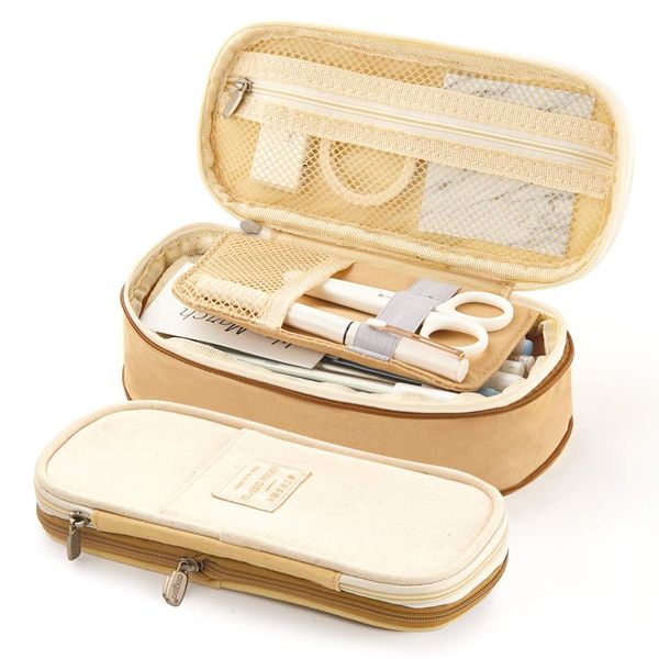 

hifuar держатель ручки цветной пенал школа многофункциональный высокая емкость молния карандаш сумка для студентов художественных принадлежн, Black