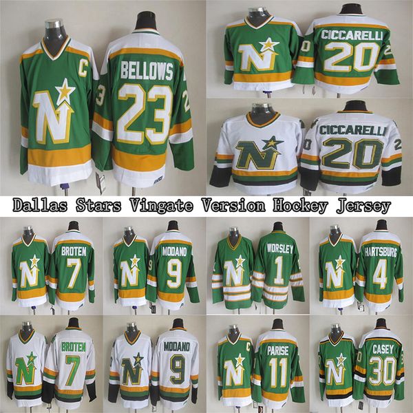 

dallas stars vintige версия джерси 4 hartssburg 1 ворсли 7 broten 9 modano 11 parise 20 ciccarelli 23 сильфон кмс хоккейный трикотажных изде, Black;red