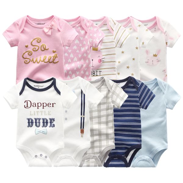 

2019 5pcs/lot bodysuits baby girls clothes 0-12m baby boys clothes newborn 100%cotton unicorn girls clothing roupas de bebe, Blue