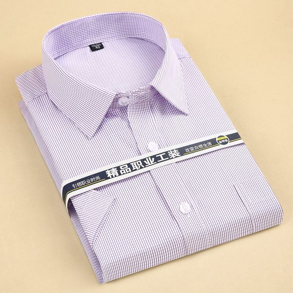 

big size 6xl 5xl 4xl xxxl plaid/ striped summer short sleeve smart casual men shirts solid classical design formal men shirts, White;black