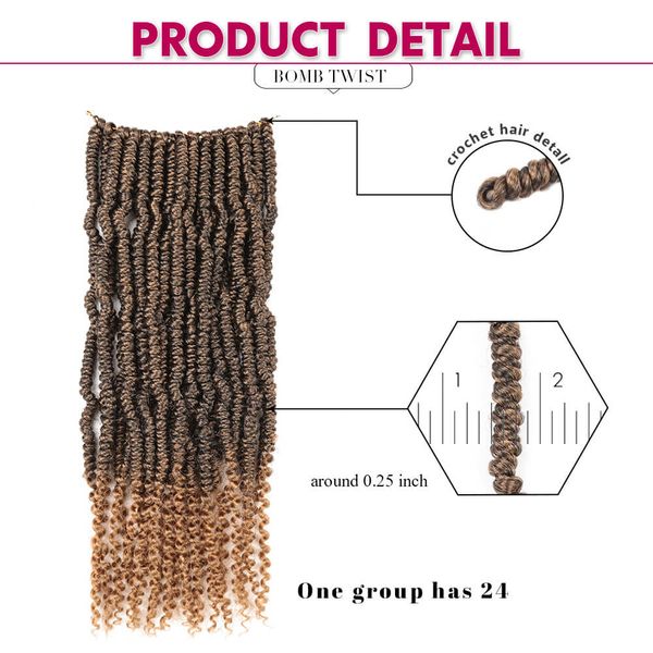 

bomb twist usefulhair synthetic passion twist hair 12-18inch bomb crochet braid ombre pre looped fluffy spring twists braiding hair bulk, Black