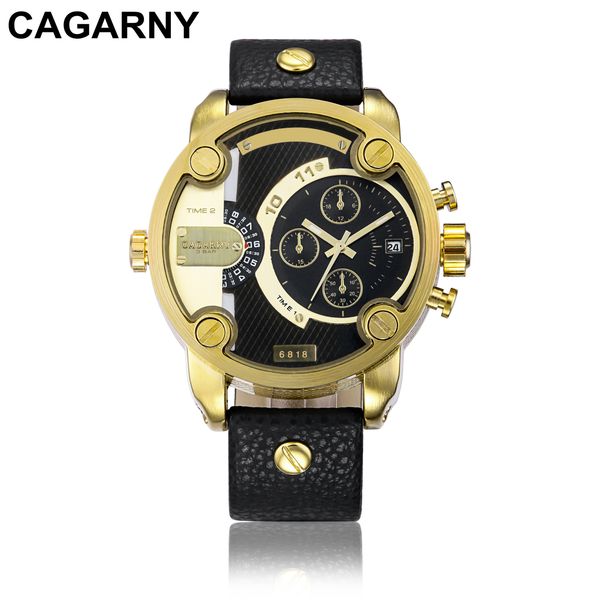 

cagarny men watches montre leather strap quartz watch reloj hombre military sports male clock relogio for men, Slivery;brown