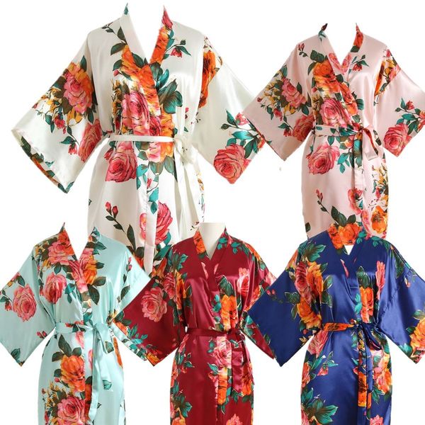 

bride kimono silk satin robe women bathrobe wedding robe sister mother of the bride groom bridesmaid robes, Black;red