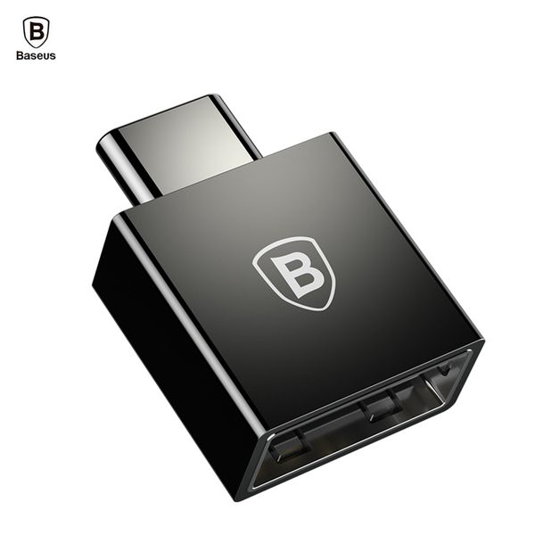 

new arrived baseus exquisite type-c male to usb female adapter converter otg black 2.4a aluminum alloy