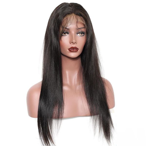 

lace front human hair wigs pre plucked hairline with baby hair brazilian straight lace frontal wig for women remy wigs ing, Black