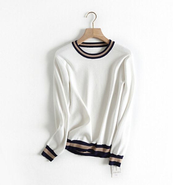 

o-neck women joker sweaters striped sweater women autumn winter casual female slim pullover chic tb3097, White;black