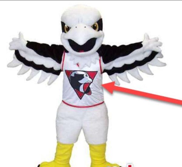

custom white eagle mascot costume add a logo, Red;yellow