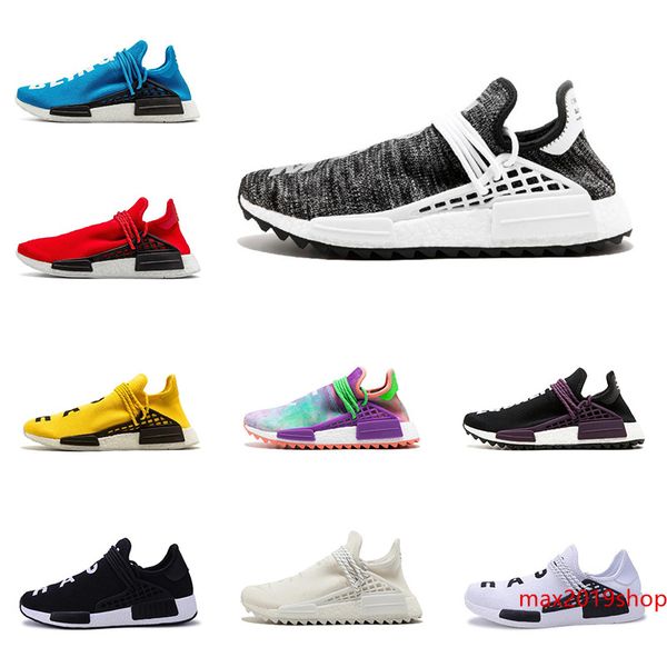 

2019 pharrell williams human race running shoes mens originals nmd bbc designer shoes womens hu trail boots with box