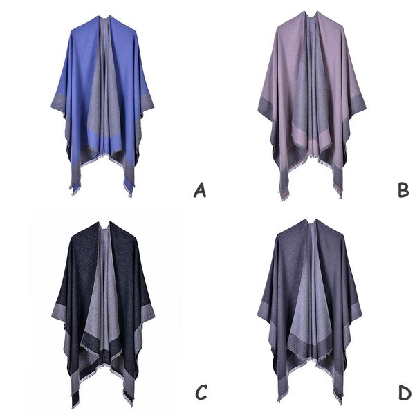 

women long soft shawls polyester pashmina wraps air-conditioned rooms autumn winter warm wrap scarf tassel blanket scarves stole tippet gift, Blue;gray