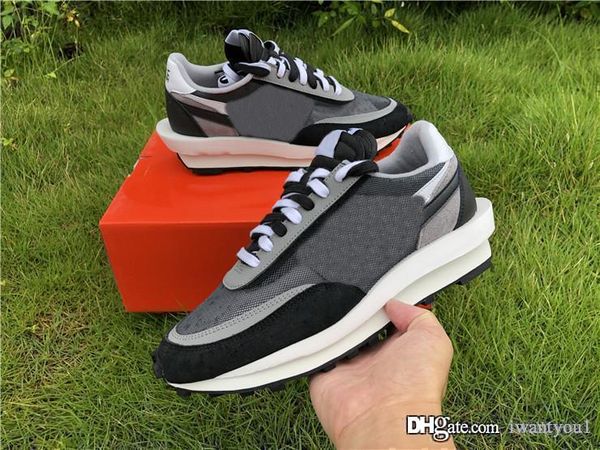 

authentic sacai x ldv waffle ldwaffle daybreak black white men women running shoes pine green wolf grey bv0073-100 sneakers sports 5-12