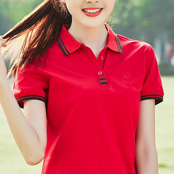 

slim fit women shirt contrast color button pinstripe casual solid color shirt women 2019 summer for golf tennis, White