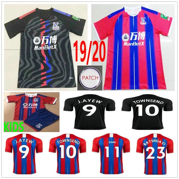 

2019 2020 crystal soccer jersey palace zaha milivojevic townsend batshuyi j.ayew custom home away 19 20 man kids youth football shirt, Black;yellow