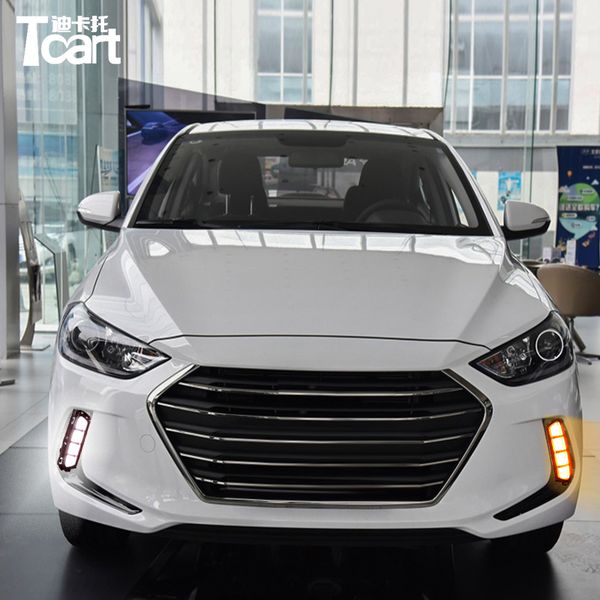 

tcart led daytime running lights daylight drl fog lamp with yellow turn signal for elantra 2019 2020