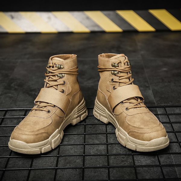 

fashion sneakers working shoes high winter warm leisure snow boots men footwear new brand casual flats, Black
