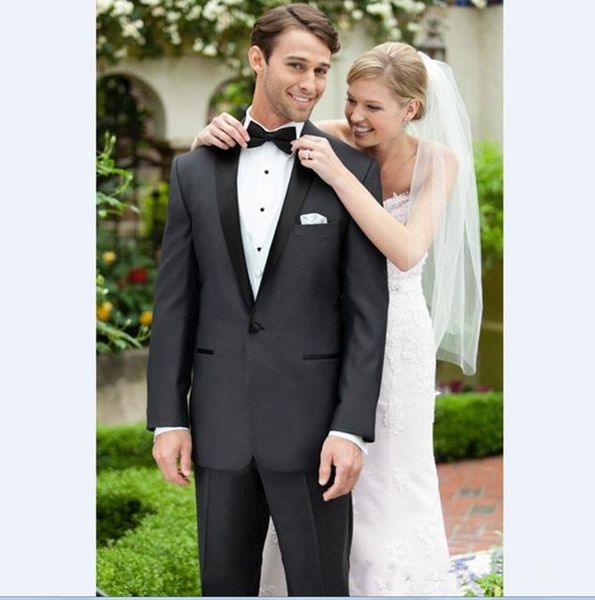 

new custom made men suits wedding groom tuxedos slim fit groomsmen suits prom wear man blazer (jacket+pants) 596, Black;gray