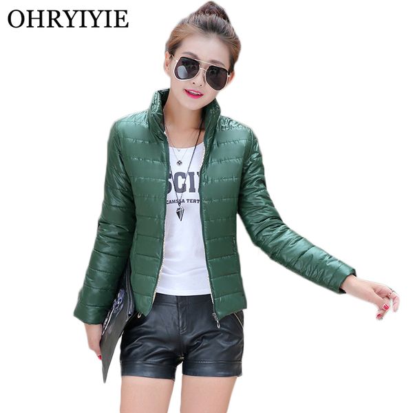 

ohryiyie 9 colors slim down jackets women parkas 2019 autumn winter warm outwear female casual solid color coats manteau femme, Black